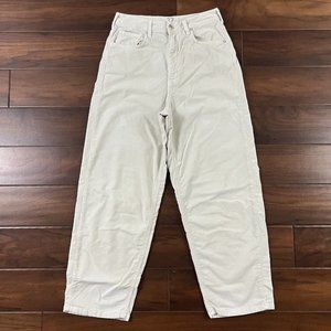 We The Free People Size 27 Beige Cream Corduroy High Rise Ballon Taper Leg Pants